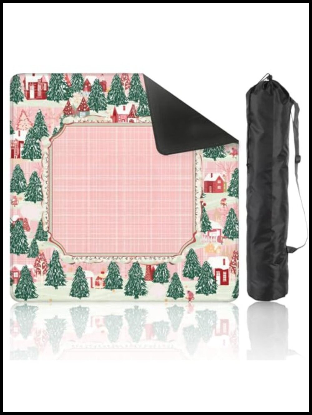 Mahjong Mat with Carrying Bag 31.5" Non-Slip Noise Reduction Games Table Cover